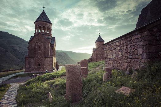 Ancient monastery Noravank in the mountains in Amaghu valley, Ar