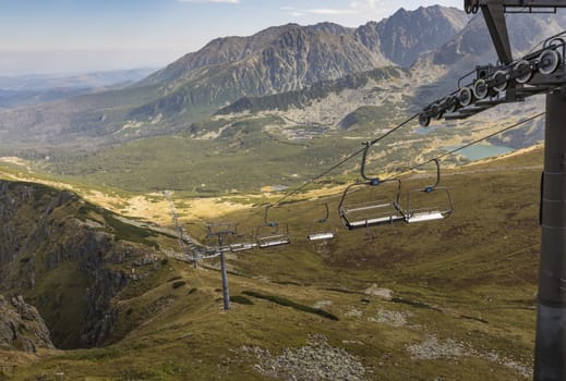 Cable car in Kasprowy Wierch peak in Tatra mountains, Poland.