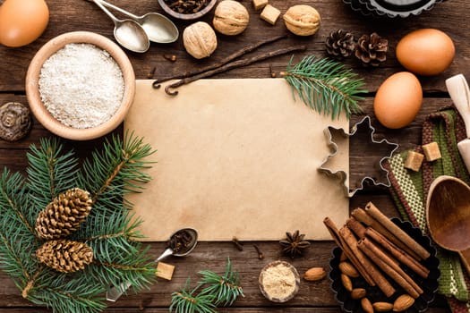 culinary background for recipe of Christmas baking