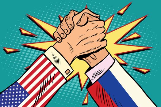 USA vs Russia Arm wrestling fight confrontation