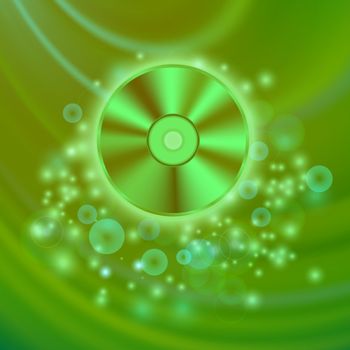 Compact Disc Isolated on Green Waves