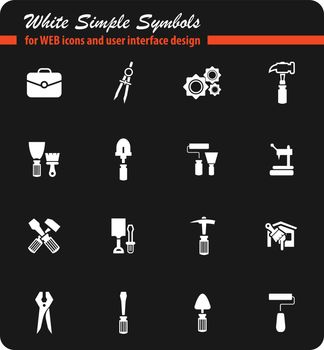 Work tools white simply symbols for web icons and user interface design