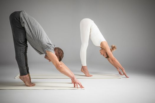 Couple practicing yoga