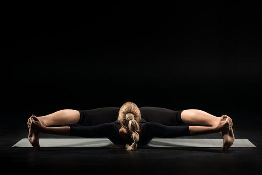 Woman lying in yoga position