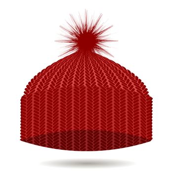 Red Knitted Cap. Winter Hat