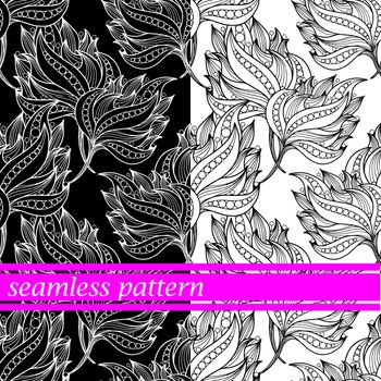 set of seamless pattern with flowers. 