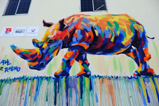 Rhino by graffiti art, Rhinoceros painting