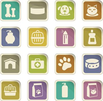 Goods for pets icon set for web sites and user interface