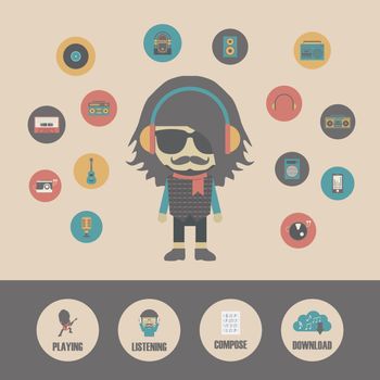 hipster listening concept