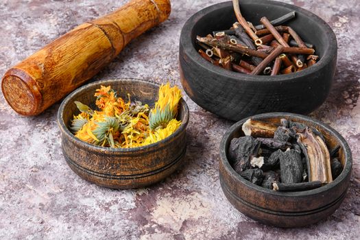 Healing gathering roots and herb