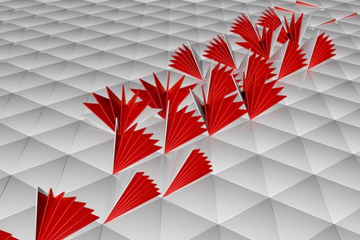 White red triangular abstract background, 3d Rendering