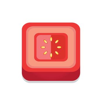 square Tomato 3D Button Design Red color
