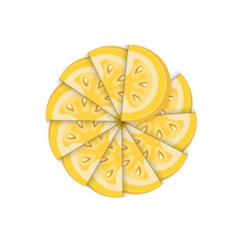 Circle Sliced Tomato Yellow Color icon