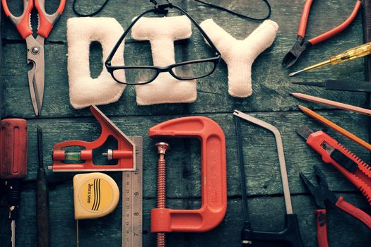 Diy tools background, equipment make handmade product