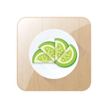 Green Sliced Tomato 3D Icon  and button