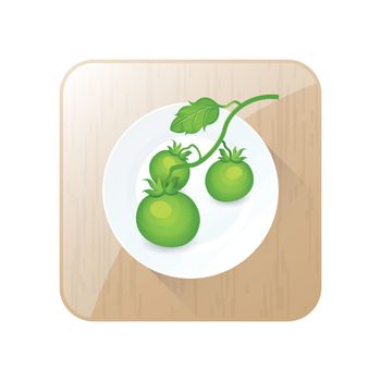 Green Tomato limb 3D Icon  and button