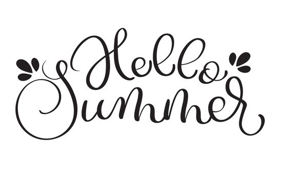Hello Summer text on white background. Hand drawn Calligraphy lettering Vector illustration EPS10