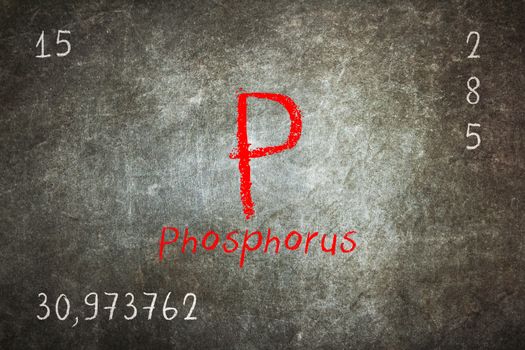 Isolated blackboard with periodic table, Phosphorus