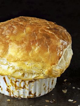 rustic golden english meat pot pie with flaky crust