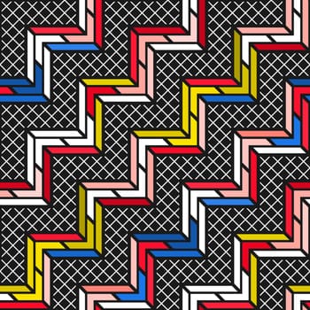 Colorful bold bright seamless pattern. Trendy design in 80-90s style