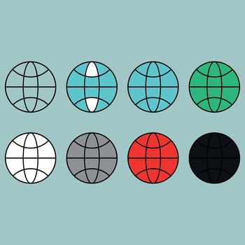 Terrestrial globe different colour flat icon.