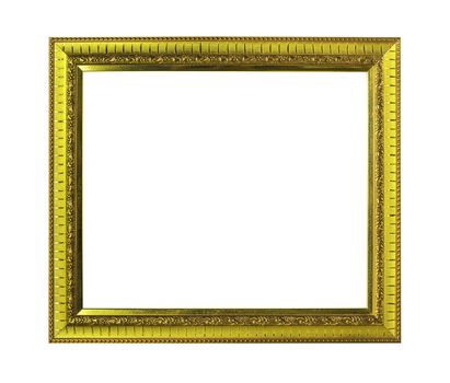 Golden wooden frame isolated