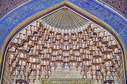 Interior of Tilya-Kori Madrasah in Samarkand, Uzbekistan