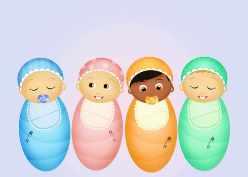 illustration of joyful babies