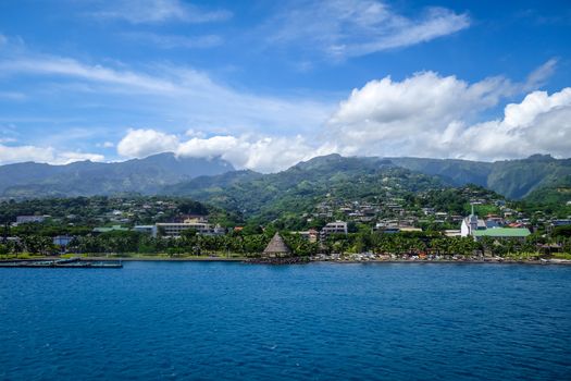 Papeete city view from the sea, Tahiti