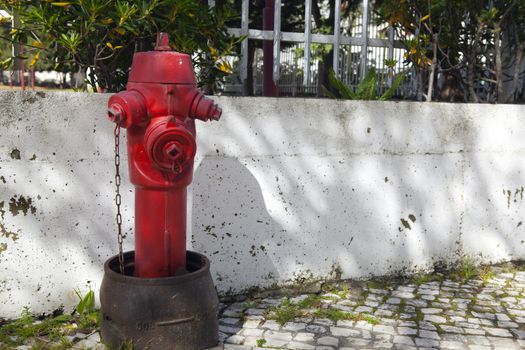 Red fire hydrant in  Lisbon Portugal