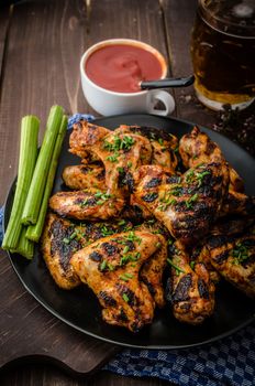 Barbecue grilled chicken wing