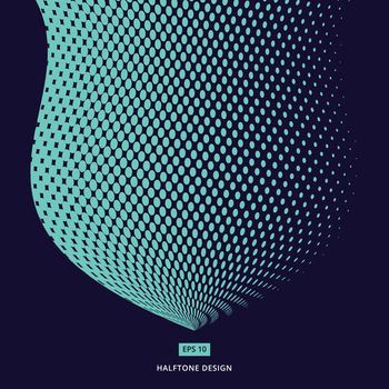 turquoise color halftone design abstract curve shape vector