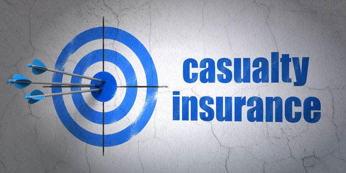 Insurance concept: target and Casualty Insurance on wall background