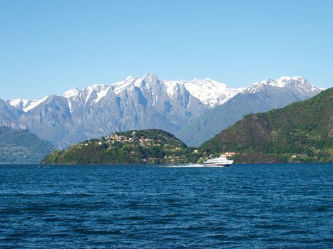 Panorama of the Hydrofoil and the background Piona on the Lake of Como