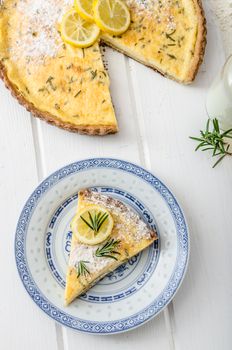 Lemon tart with rosemary