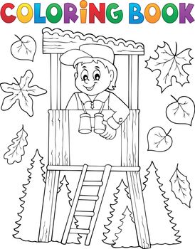 Coloring book forester theme 1