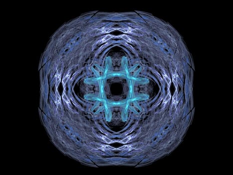 Abstract fractal with blue pattern on a black background