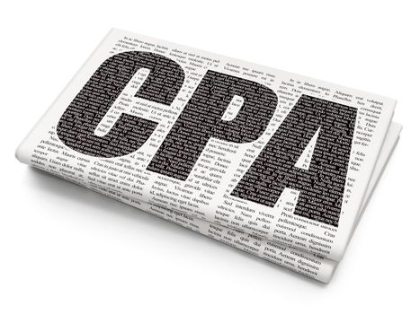 Business concept: CPA on Newspaper background