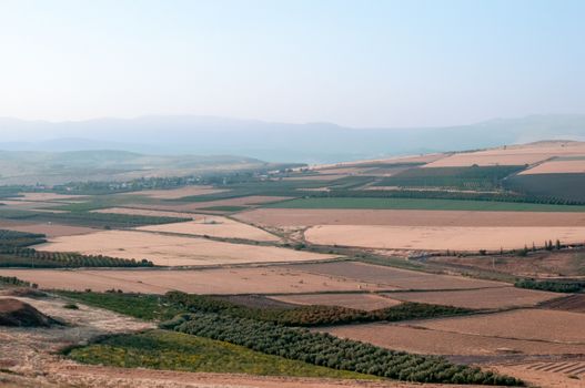 View of agricultural fields ,  lower Galilee . Israel, the month