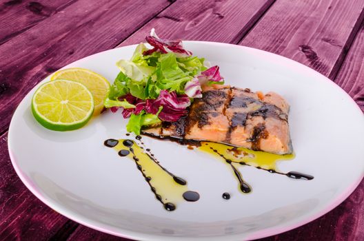 Salmon with a reduction of balsamic vinegar and sugar