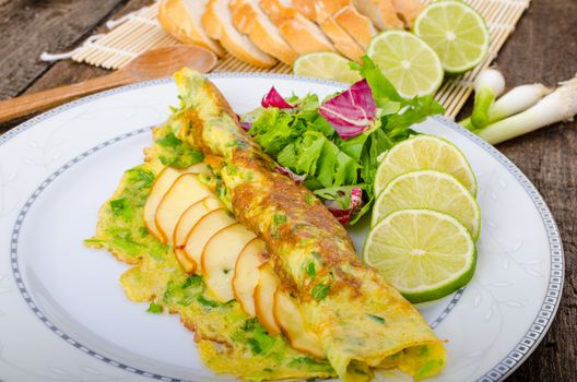 Vegetarian scallion omelette