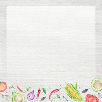 White Paper with Vegetable Border