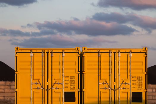 yellow cargo containers