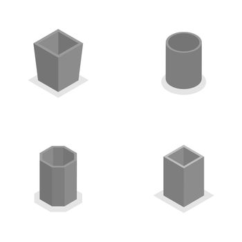 Urn for garbage in isometric, vector illustration.