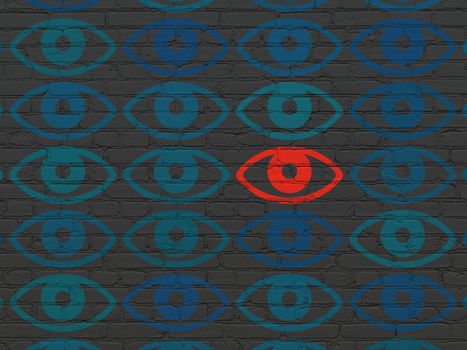 Privacy concept: eye icon on wall background