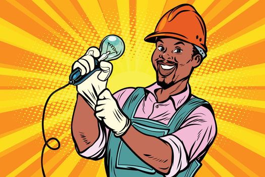 Construction worker with  light bulb