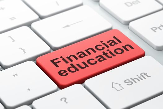 Learning concept: Financial Education on computer keyboard background