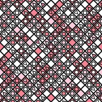 Decorative geometric shapes tiling. Monochrome trendy irregular pattern. Abstract background. Artistic decorative ornamental lattice