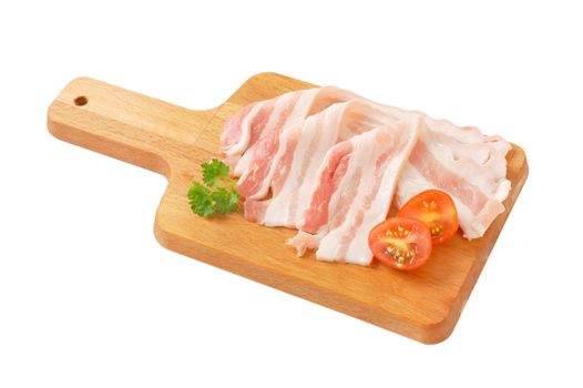 Thin slices of fresh side pork