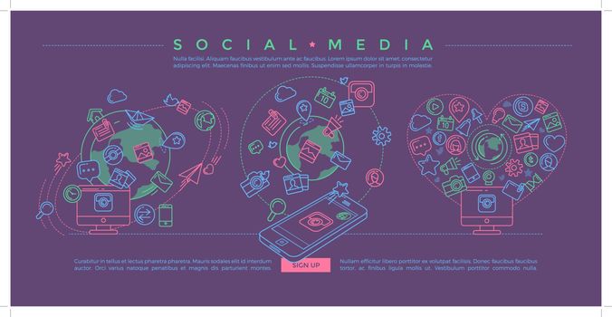 Social Media Colorful Linear Illustration